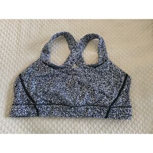 Lululemon Sports Bra Womens 10 Black White Energy Bra Strappy Back Cross Strap